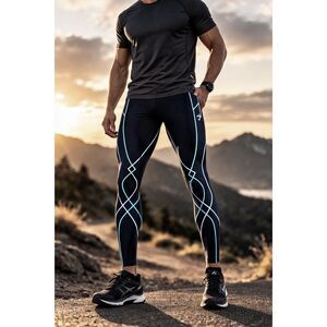 CW-X Black Sports Stability Compression Running Leggings Pants  Mens Size Medium